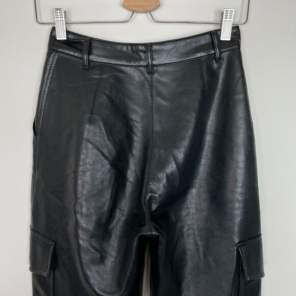 Aritzia Wilfred Free Modern Cargo Vegan Leather High Rise Button Fly Pant 0 - Picture 4 of 12